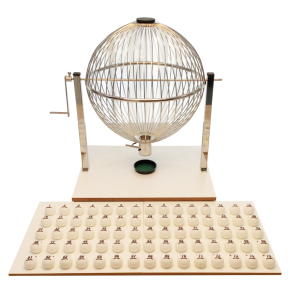Globo de Bingo em Aço Cromado 44cm com 75 Bolas de Ping Pong - Modelo Profissional Cód.1409