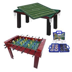 Combo Salão de Jogos com Mesa Multi Jogos (Sinuca + Ping-Pong + Futebol de Botão)  e Mesa Pebolim  - Cód. 1503