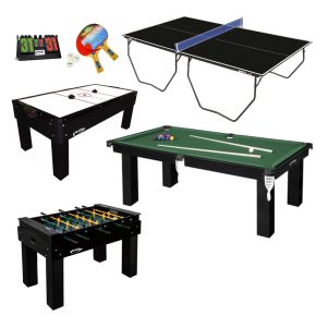 Kit / Combo Black - Salão de Jogos Klopf com Ping-Pong, Aero Hockey, Sinuca e Pebolim  - Cód. 43878048